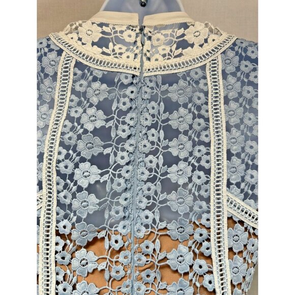 Self Portrait Blouse Top Petal Panelled Top Baby Blue Size 0 UK4 Orig Price $340 - Picture 10 of 16